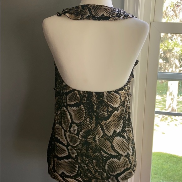 WORTHINGTON HALTER TOP SNAKE PRINT SLEEVELESS RUFFLE  M - Picture 6 of 11